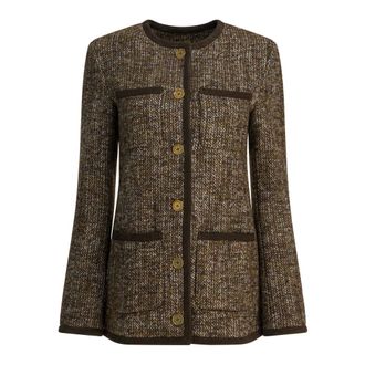 Golden Goose Tweed Jackets, female, Brown, Size: XS Brown Tweed Jacket Aw25