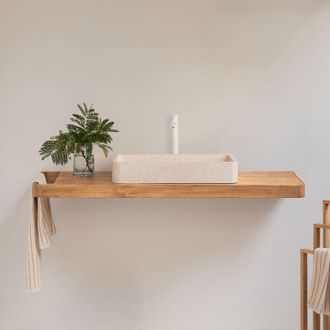 Sklum Conjunto De Mueble De Ba&ntilde;o 130x45 Cm Suspendido En Madera De Teca Neill Sklum