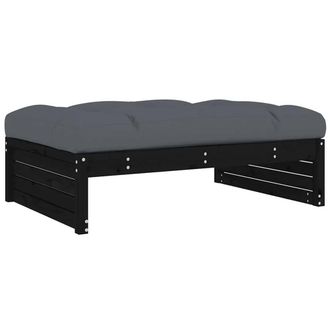 Berkfield Home Garden Footstool Black 120x80 cm Solid Wood Pine