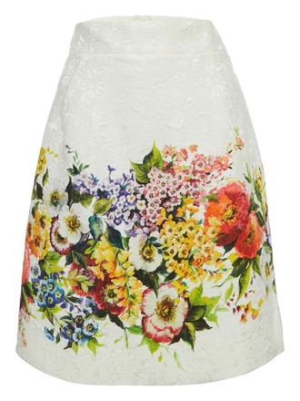 Dolce & Gabbana floral-print midi skirt - White