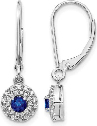 Diamond2Deal 14k White Gold Lab Grown Diamond And Created Sapphire Dangle Earrings