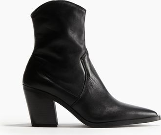 H&M Cowboystiefel aus Leder - Schwarz