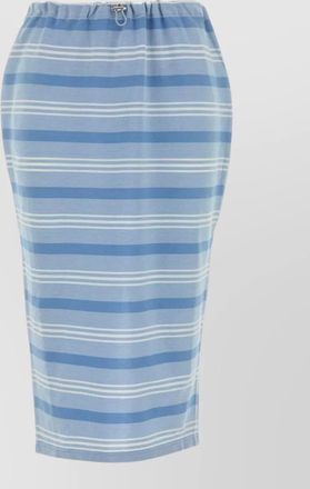 Prada embroidered piquet midi skirt striped waistband