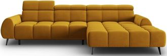 BLOOMINGLOFT Design Ecksofa Alyse mit Relaxfunktion - Samt Senfgelb