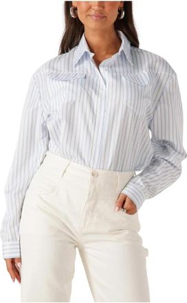 Est'seven Franky Blouse - Dames - Overhemden - Blauw - L - Linnen - Overhemden