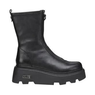 Cult Schoenen, Dames, Zwart, 38 EU, Leer, Zwarte Mid W Veg. Str. Leat/Leat Plateau Laarzen