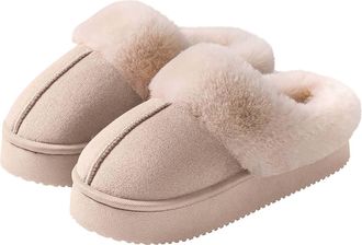 Generic Womens Slippers Fuzzy Memory Foam Suede Slippers Cosy Fluffy Winter Warm House Shoes Lightweight Anti-Slip Indoor Outdoor Ladies Slippers