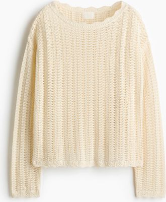 H&M Pullover in Pointellestrick - Beige
