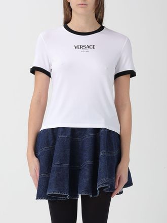 Versace T-shirts in viscosa con logo Versace