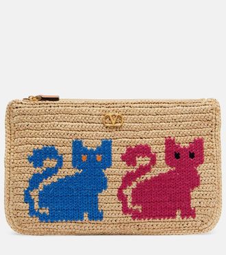 Valentino Garavani VLogo raffia pouch
