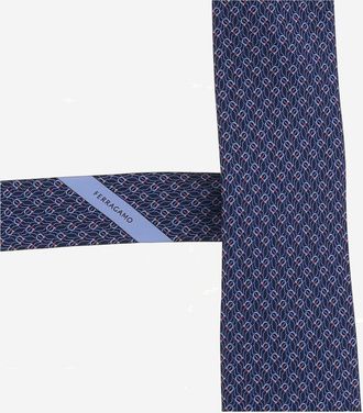 Ferragamo Mens Silk Tie Navy Ties & Bow