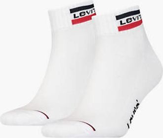 Levi's Calcetines de altura media con logotipo deportivo Levis: paquete de 2 - Mujer - 35 - Blanco / White