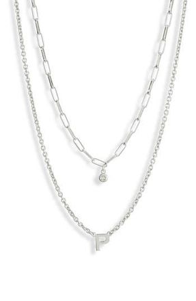 Meshmerise Diamond Initial Charm Necklace in White-P at Nordstrom Rack