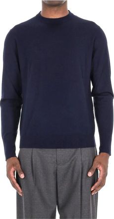 Eleventy Jersey de cuello redondo de lana de 14 micras - Knitwear - Hombre - Azul - 2XL