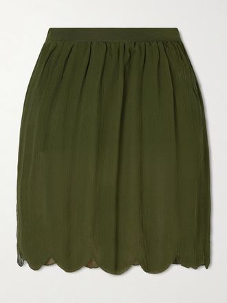 Bode Minigonna In Crepon Di Seta Smerlato Con Arricciatura Mab - Verde