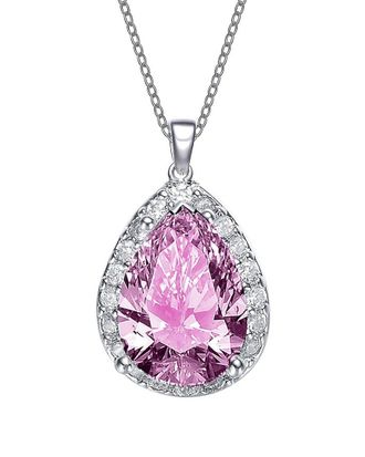 Rachel Glauber Rhodium Plated Cz Pendant Necklace