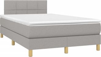 vidaXL Vidaxl - Cama Box Spring Con Colch&oacute;n Tela Y Led Gris Claro 120x200 Cm