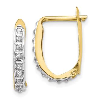 Diamond2Deal 10k Yellow Gold Round Diamond Fascination Hoop Earrings