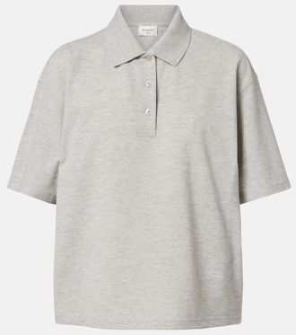 Saint Laurent Cassandre cotton-blend piqu&eacute; polo shirt