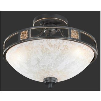 Trio Leuchten Trio Lighting - Plaf&oacute;n 3xe27 Quinta Ruggine Cristal Alabastro &Oslash;42 Cm