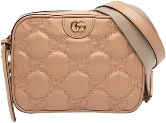 Gucci Pre-owned Quilted Crossbody Bag - Dames - Vintage Schoudertas - Beige - ONE Size - Leer - Vintage