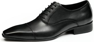 Generic Mens Lace Up Oxford Dress Shoes Pointed Toe Business Work Shoe Low Block Heel Wedding Party Prom Shoe,Black,5.5 UK