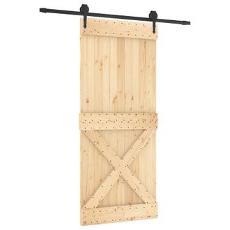 vidaXL Puerta Corredera Natural Y Negro 90 X 210 Cm Vidaxl
