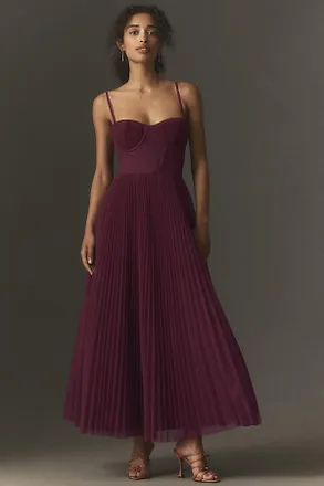 Hutch Amara Adjustable Corset Tulle Fit-and-Flare Midi Dress