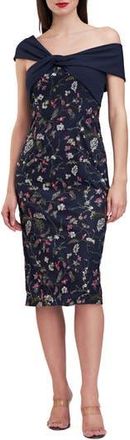 JS Collections Jeanne Sequin Embellished Asymmetric Cocktail Dress in Deep Navy at Nordstrom Rack, Size 10