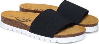 Plakton Solid Slide Sandal in Black White Elastic at Nordstrom Rack, Size 10Us / 41Eu