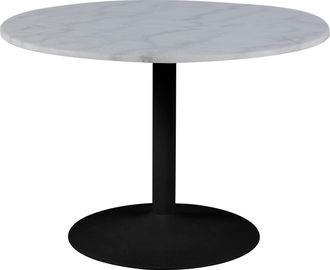 Furniture To Go Tarifa Round Dining Table with White Polished Marble Top and Black Base