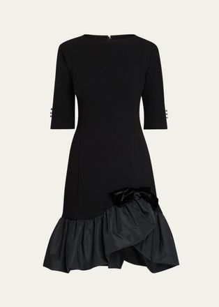 Teri Jon Taffeta Bubble-Hem Crepe Mini Dress