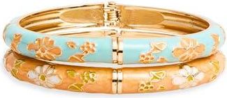 Natasha 2-Pack Enamel Hinge Bracelets in Orange/Turquoise at Nordstrom Rack