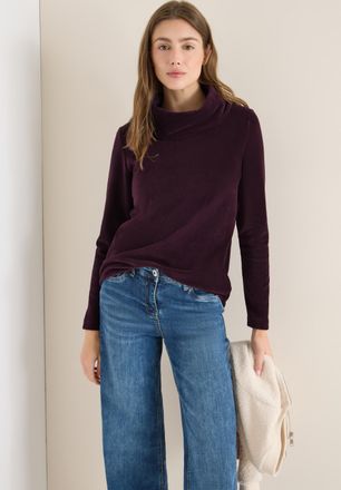 Cecil Rundhalspullover CECIL, Damen, Gr. XXL (46), eggplant rot, Cord, Obermaterial: 78% Baumwolle, 18% Polyester, 4% Elasthan, unifarben, l&auml;ssig geschnitte