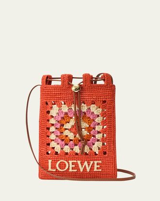 Loewe x Paulas Ibiza Crochet Raffia Pocket Crossbody Bag