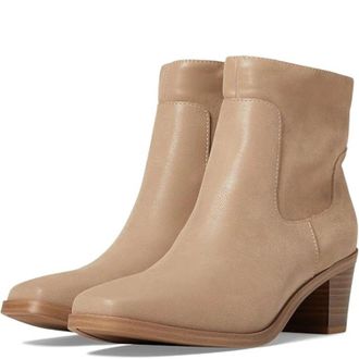 Mia Womens MIA Tasia Boots Beige Leather Block Heel Ankle Bootie HTAT208