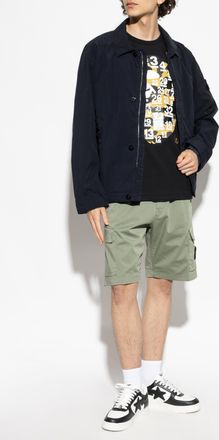 Stone Island Jacket With Logo Patch, Mens, Navy Blue