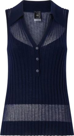 Pinko Foschia Canotta - Dames - Polos - Blauw - L - Katoen - Tops