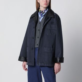 Miu Miu Giacca ematite in gabardine e pelle