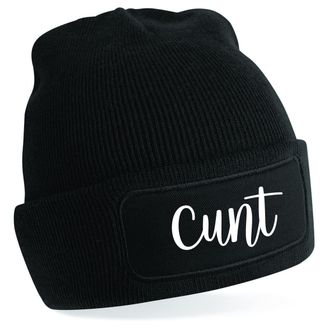 Spoilt Rotten C*nt Rude Sweary Beanie Hats Pull On Soft Acrylic Slogan Woolly Hats (C*nt Beanie) Black
