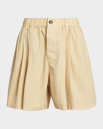 Marni Pleated Cotton Shorts