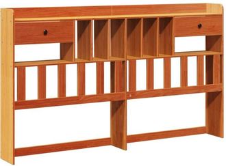 vidaXL Cabecero De Cama Almacenaje Madera Maciza Pino Marr&oacute;n 200 Cm Vidaxl