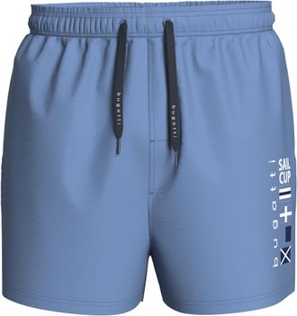 Bugatti Badeshorts BUGATTI, Herren, Gr. S, N-Gr, schwarz (mare blau), Microfaser, Polyester, bedruckt, unifarben, Badehosen Badeshorts, mit Markenpr&auml;gung an d