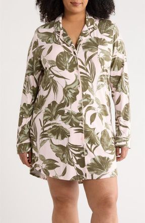Nordstrom Moonlight Nightshirt in Pink- Olive Sketch Tropic at Nordstrom, Size 3X
