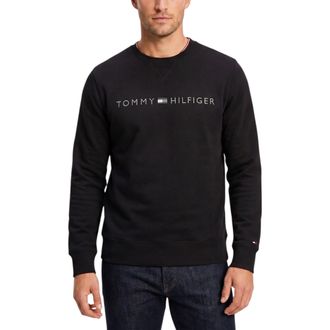 Tommy Hilfiger Tommy Mens Fleece Sweatshirts Pullover Embroidered Tonal Logo Jumper - Black Cotton - Size 2XL