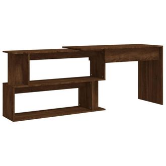 Berkfield Home Corner Desk Brown Oak 200x50x76 cm Engineered Wood | Size: 200 x 50 x 76 cm