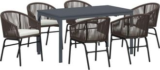 vidaXL Garden Dining Set 7 pcs Brown Poly rattan Vidaxl