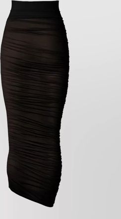 Wolford sheer ruched midi skirt asymmetric waist