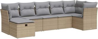 vidaXL Vidaxl - Set Sof&aacute;s De Jard&iacute;n 7 Piezas Y Cojines Rat&aacute;n Sint&eacute;tico Beige
