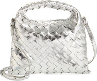 Bottega Veneta Mini Hop Mirror Intrecciato Leather Hobo Bag in 8101 Silver/Silver at Nordstrom